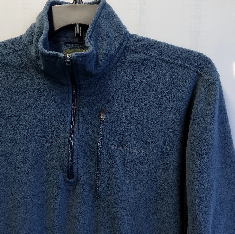 EDDIE BAUER Men's Sweater Fleece 1/4 Zip Blue Size LT